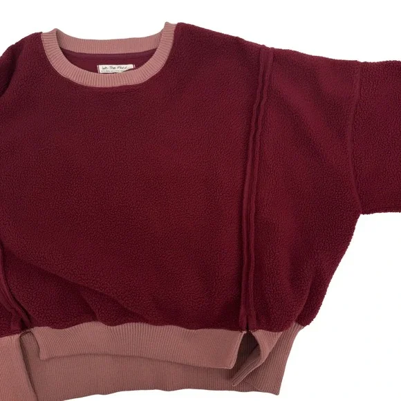 We The Free Cozy Camden Sweatshirt Fuzzy Fleece Mulberries Balloon Sleeve XS - Picture 3 of 8